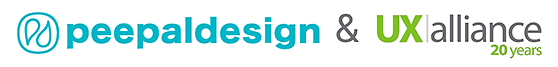PeepalDesign & UX Alliance logos, celebrating 20 years